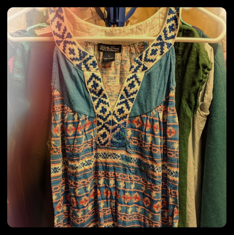 Lucky Brand racerback tank boho